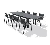 DCB Garden – Ensemble repas de jardin MIAMI en aluminium 8 places – Gris anthracite