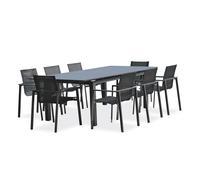 Ensemble repas de jardin 8 places en aluminium - Gris anthracite - ALU-MIAMI