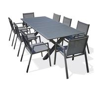 Ensemble repas de jardin 8 places en aluminium - Gris anthracite - FLORIDE