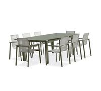 Ensemble repas de jardin 8 places en aluminium - Kaki - MIAMI