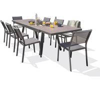 Ensemble repas de jardin 8 places en céramique sur verre