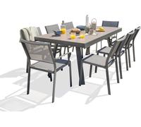 Ensemble repas de jardin 8 places en céramique sur verre