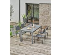 Ensemble repas de jardin aluminium (4 places) - gris anthracite