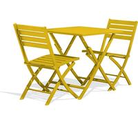 Paris Prix – Ensemble repas de jardin carré Marius 2 places en aluminium moutarde