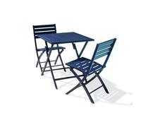 Ensemble repas de jardin carré 2 places en aluminium - Bleu marine - MARIUS
