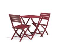 Ensemble repas de jardin carré 2 places en aluminium - Rouge carmin - MARIUS