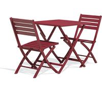 DCB Garden – Ensemble repas de jardin Marius 2 places carré aluminium Rouge carmin