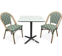 DCB Garden Ensemble repas de jardin Marais 2 places en acier plateau HPL vert