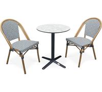 Ensemble repas de jardin en acier et plateau rond en HPL (2 places)