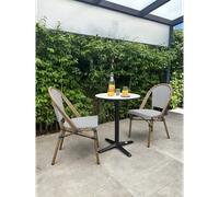 DCB Garden – Ensemble repas de jardin 2 places, acier, plateau rond en HPL