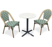 DCB Garden - Ensemble repas de jardin 2 places - acier, plateau rond terrazzo - vert