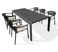 Ensemble repas de jardin en aluminium 6 places