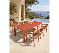 Ensemble repas de jardin en aluminium 6 places - terracotta