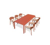 Ensemble repas de jardin en aluminium 6 places - Terracotta - HANOI