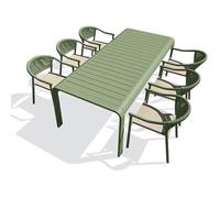 Ensemble repas de jardin en aluminium 6 places - vert olive