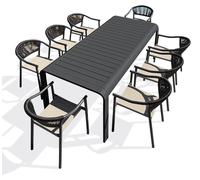 Ensemble repas de jardin en aluminium 8 places
