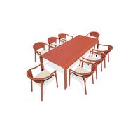 Ensemble repas de jardin en aluminium 8 places - Terracotta - HANOI