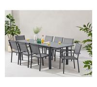 Ensemble Repas de Jardin Extensible, 6-8 Personnes, Aluminium Textilène, 180-240 cm, Gris Anthracite