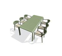 Ensemble repas de jardin - Rectangulaire - Olive - Aluminium - 6 personnes - HANOI + 6 fauteuils SUMBA - DCB GARDEN