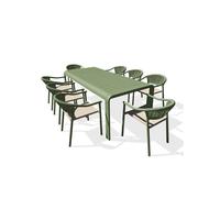Ensemble repas de jardin - Rectangulaire - Olive - Aluminium - 8 personnes - HANOI + 8 fauteuils SUMBA - DCB GARDEN