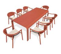 Ensemble repas de jardin - Rectangulaire - Terracotta - Aluminium - 8 personnes - HANOI + 8 fauteuils SUMBA - DCB GARDEN