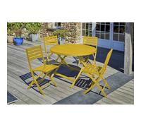 Paris Prix - Ensemble repas de jardin Marius - Rond 4 places en aluminium - Jaune moutarde