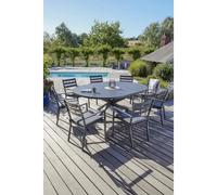 Paris Prix Ensemble repas 8 places - Aluminium avec rallonge papillon - Gris anthracite