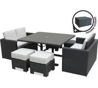 Ensemble repas encastrable 8 places en résine tresséee + housse
