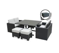 Ensemble repas encastrable 8 places en résine tresséee + housse