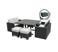 Ensemble repas encastrable 8 places en résine tresséee + housse