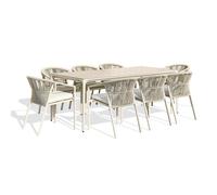 Ensemble repas jardin 8 places Céramique sur verre - Grège - TIGUA