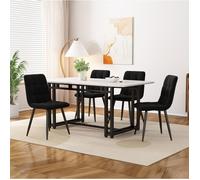 Ensemble repas moderne noir - 1 table + 4 chaises - Plateau MDF - Pieds métal - 120 x 70 cm