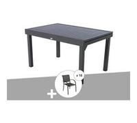 Hespéride - Ensemble repas rectangulaire extensible alu Graphite + 10 fauteuils Piazza