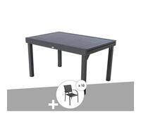 Ensemble Repas Rectangulaire Extensible Alu Graphite + 10 Fauteuils Piazza - Hespéride Multicolore