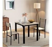 Ensemble repas Table carrée 2 chaises gain de place - TCQPZ - en métal et MDF couleur naturelle 70 × 70 cm