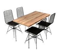 Concept Usine – Ensemble repas Square – industriel bois et noir