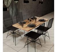 Concept Usine – Ensemble repas Square – industriel bois et noir