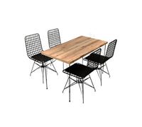 Square ensemble repas table et chaises industriel bois et noir