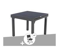 Hespéride Ensemble repas table extensible alu 4/8 places Graphite + 8 chaises Modula
