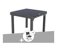 Ensemble repas table extensible alu 4/8 places Graphite + 8 chaises Modula - Hespéride Graphite G