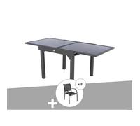 Ensemble repas table extensible carrée en verre + 8 fauteuils - Piazza - Hespéride