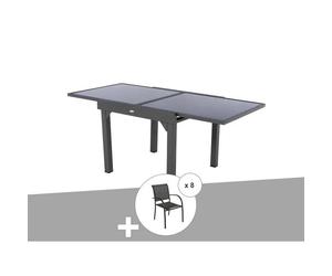 Ensemble Repas Table Extensible Carrée En Verre + 8 Fauteuils - Piazza - Hespéride Multicolore