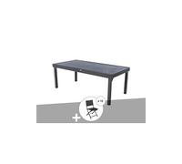 Ensemble repas table extensible rectangulaire alu Graphite Piazza + 12 chaises Modula - Hespéride
