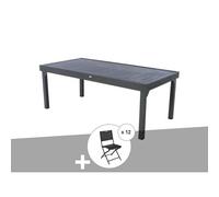 Ensemble Repas Table Extensible Rectangulaire Alu Graphite Piazza + 12 Chaises Modula - Hespéride Multicolore