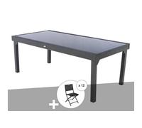 Ensemble repas table extensible rectangulaire en verre piazza + 12 chaises modul