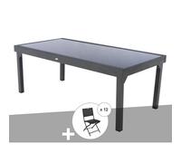 Ensemble Repas Table Extensible Rectangulaire En Verre Piazza + 12 Chaises Modula - Hesperide Multicolore