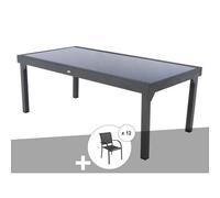 Ensemble Repas Table Extensible Rectangulaire En Verre Piazza + 12 Fauteuils Piazza - Hesperide Multicolore