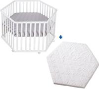 Parc Bébé Hexagonal + Tapis Déperlant Et Matelas Déhoussable Roba Style Blanc - Gris Argenté TU