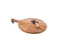 Point-Virgule – Ensemble roulette à pizza et planche à découper ronde en acacia 32,5 cm