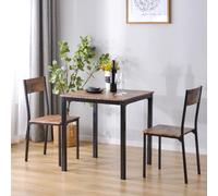 Ensemble salle à manger, table avec 2 chaises, pour balcon/séjour/séjour, brun vintage